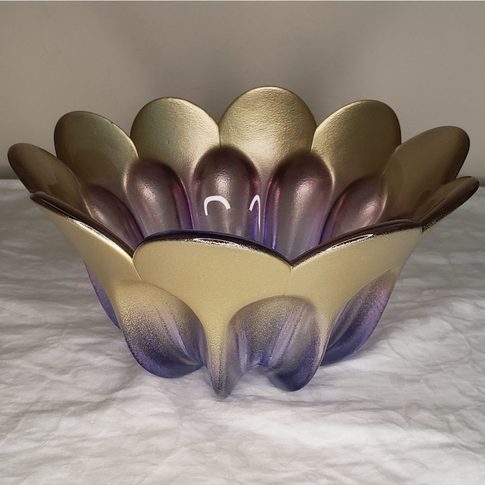 Vintage Purple Gold Lotus Flower Bowl